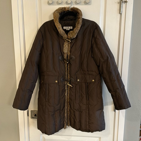 LARRY LEVINE VINTAGE DOWN PUFFER
COAT WITH RABBIT FUR TRIM SIZE XL - Picture 1 of 8